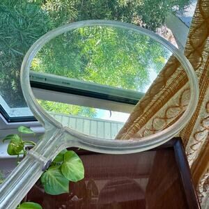 Vintage Clear Lucite Double-Sided Acrylic Hand Mirror